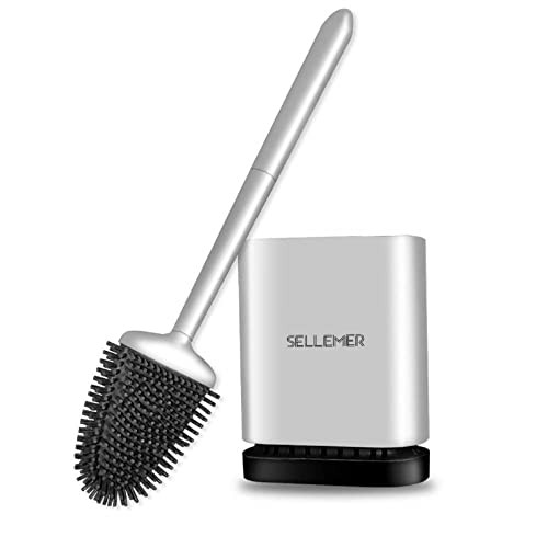 Sellemer Toilet Brush and Holder Set for Bathroom, Flexible Toilet...