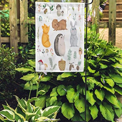Semtomn Garden Flag Collection of Forest Animals Mushroom Plant Be...