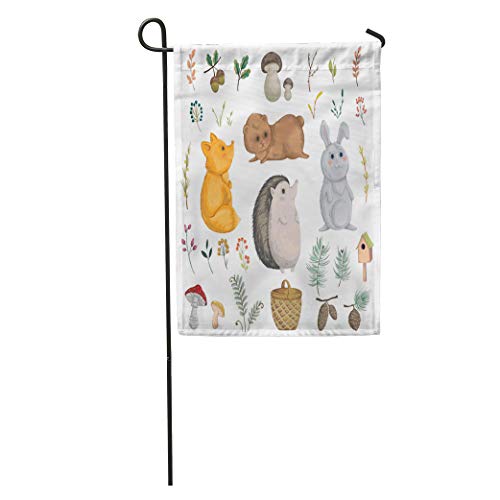 Semtomn Garden Flag Collection of Forest Animals Mushroom Plant Be...