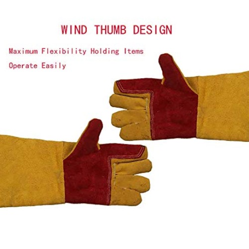 23.6 Inch Long Sleeves Welding Safety Gloves, Heat Resistant Stove...