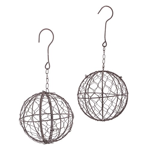 Serenable 2Pcs Rustic Ball Metal Cactus Planter Wire Wreath Frame ...