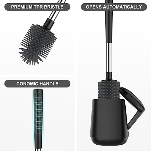 SetSail Silicone Toilet Bowl Brush and Holder Automatic Toilet Bru...