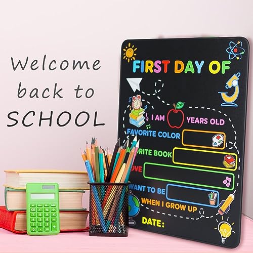 2PCS First & Last Day of School Board Sign, 14x11 Inch Back to Sch...