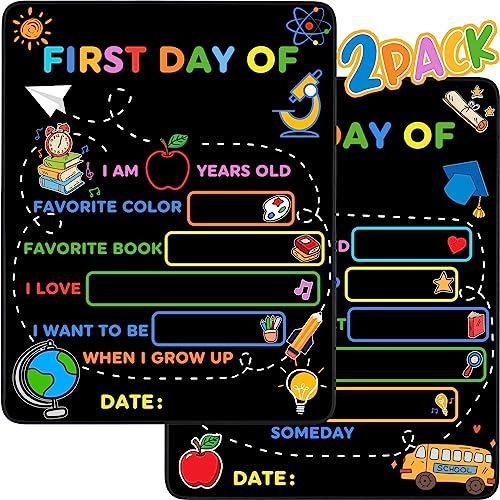 2PCS First & Last Day of School Board Sign, 14x11 Inch Back to Sch...