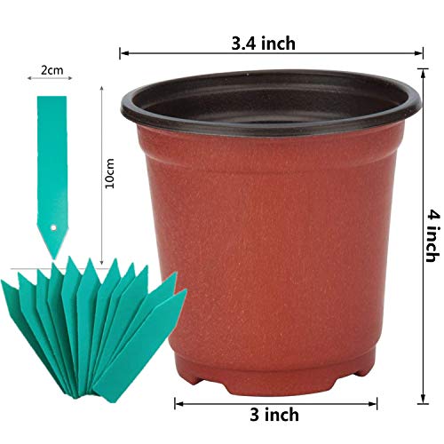 Sfee 100 Pack Plant Nursery Pots 4 inch Plastic Plant Pots, Soft D...