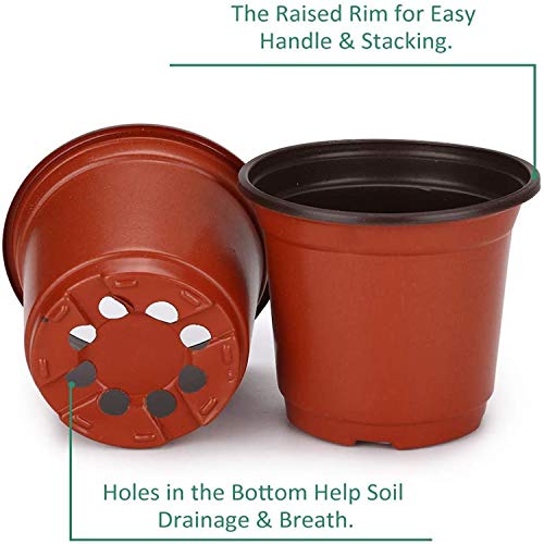 Sfee 100 Pack Plant Nursery Pots 4 inch Plastic Plant Pots, Soft D...