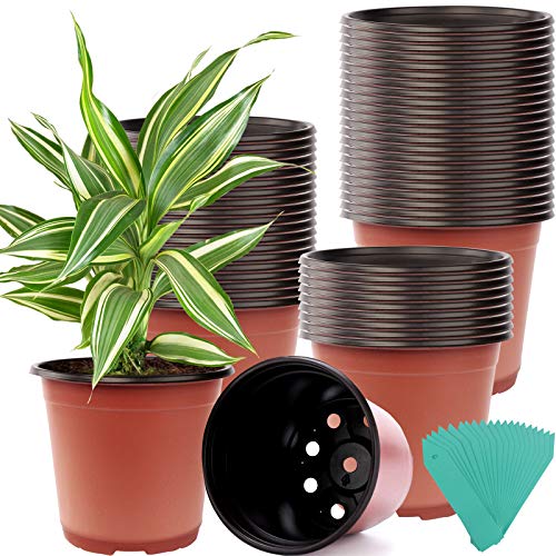 Sfee 100 Pack Plant Nursery Pots 4 inch Plastic Plant Pots, Soft D...