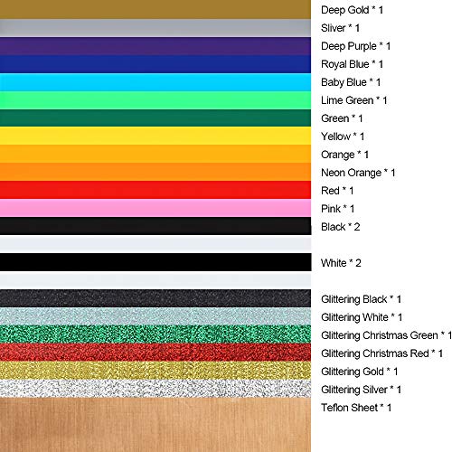 Iron on Vinyl Heat Transfer Vinyl 22pcs Includes 16pcs Assorted Co...