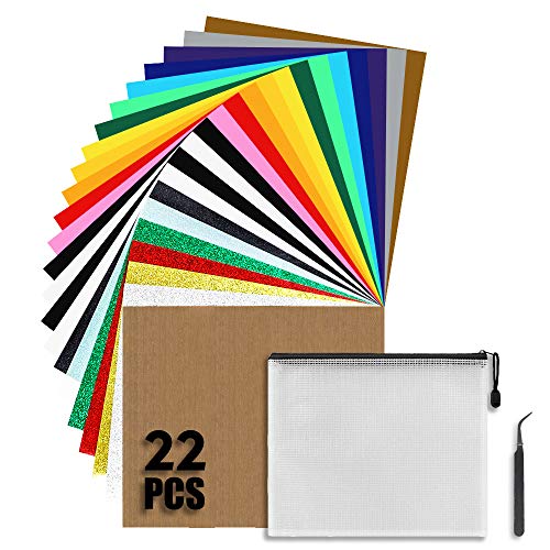 Iron on Vinyl Heat Transfer Vinyl 22pcs Includes 16pcs Assorted Co...