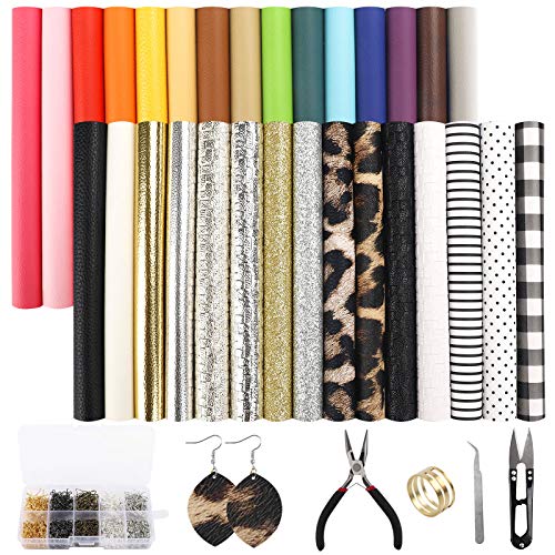 SGHUO 30pcs Faux Leather Sheets Fabric Sheets for Making Earrings,...