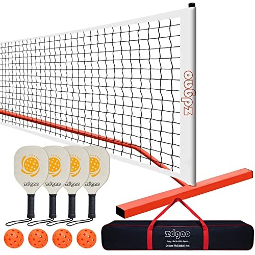 Portable Pickleball Net Set with 4 Pickleball Paddles, Official Si...