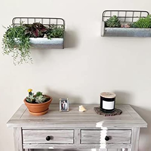 ShabbyDecor Galvanized Metal Industrial Wall Storage Holder, Set o...