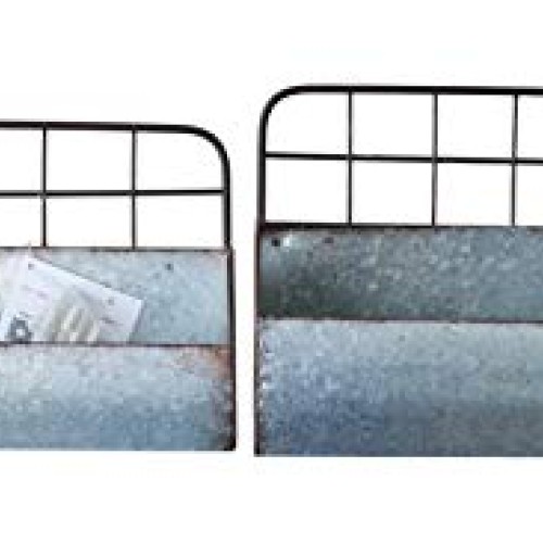 ShabbyDecor Galvanized Metal Industrial Wall Storage Holder, Set o...