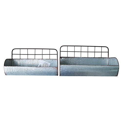 ShabbyDecor Galvanized Metal Industrial Wall Storage Holder, Set o...