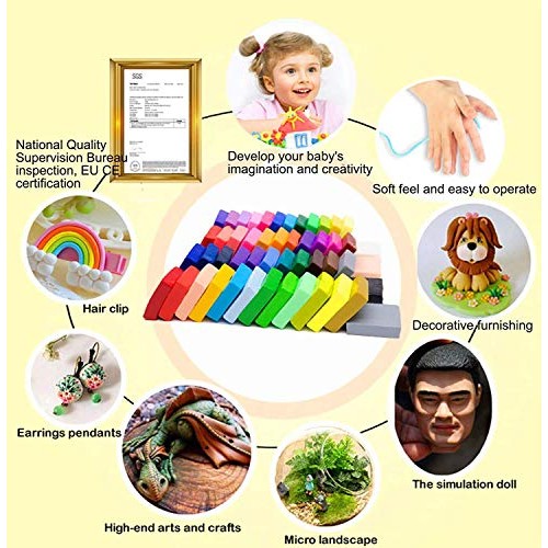 50 Colors Polymer Clay Starter Kit, SHANGCAI Oven Bake Clay DIY Co...