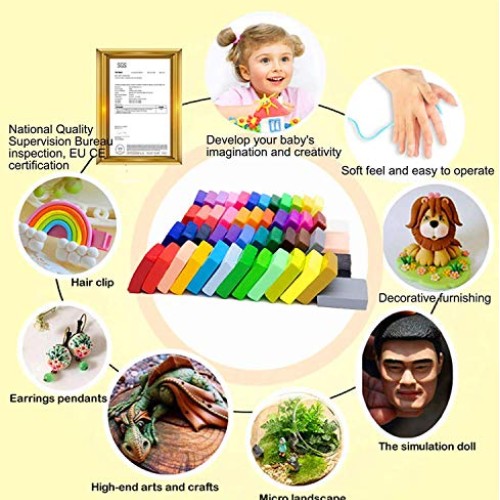 50 Colors Polymer Clay Starter Kit, SHANGCAI Oven Bake Clay DIY Co...