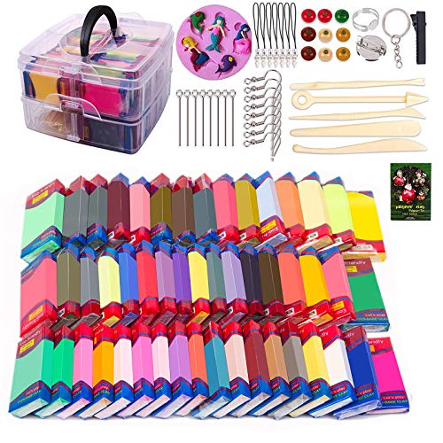50 Colors Polymer Clay Starter Kit, SHANGCAI Oven Bake Clay DIY Co...