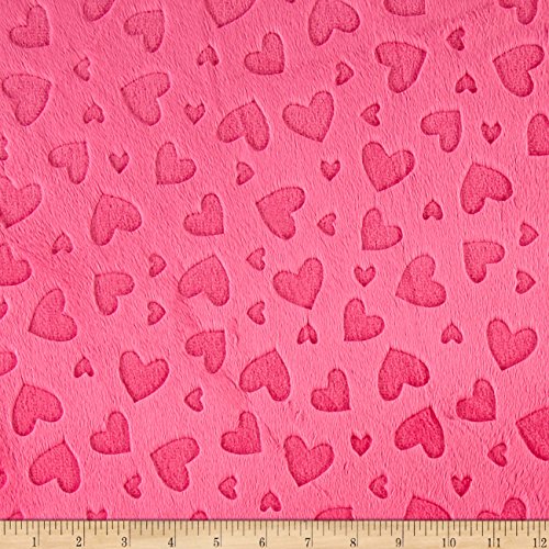 Shannon Fabrics Shannon Minky Embossed Heart Cuddle Fuchsia Fabric...