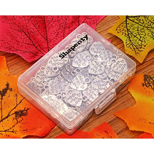 Shapenty 100PCS Mini Metal Beads Heart Shaped “Made with Love” Cha...