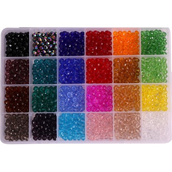 Shapenty 24 Colors 6mm Decorative Hand Briolette Faceted Rondelle ...