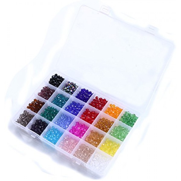 Shapenty 24 Colors 6mm Decorative Hand Briolette Faceted Rondelle ...