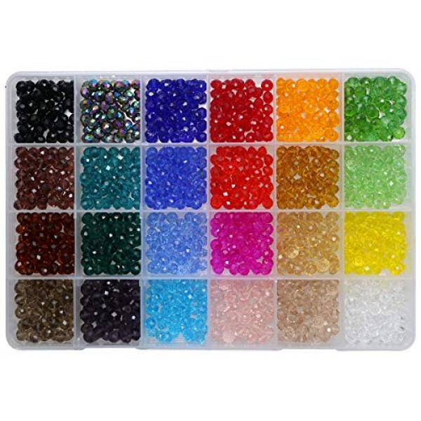 Shapenty 24 Colors 6mm Decorative Hand Briolette Faceted Rondelle ...