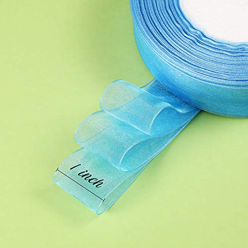 6 Rolls Sheer Chiffon Ribbon Organza Satin Ribbon Transparent Chif...