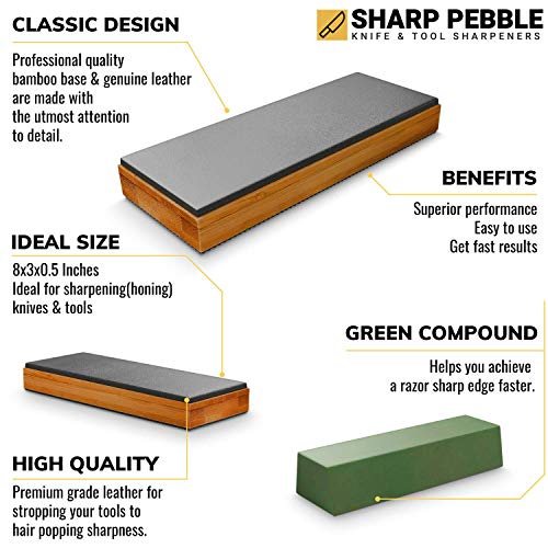 Sharp Pebble Classic Leather Strop kit with Polishing Compound- Kn...