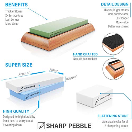 Sharp Pebble Extra Large Sharpening Stone Set - Whetstone Knife Sh...