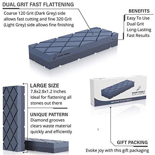 Sharp Pebble Large Flattening Stone- Dual Grit Coarse/Fine Sharpen...