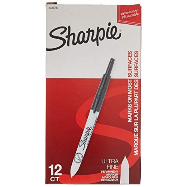 Sharpie 1735790 Retractable Permanent Markers, Ultra Fine Point, B...