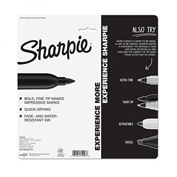 Sharpie 1927350 Electro Pop Permanent Markers, Fine Point, Assorte...