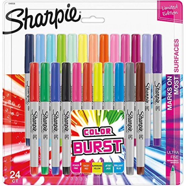 Sharpie 1949558 Color Burst Permanent Markers, Ultra Fine Point, A...