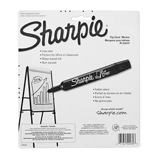 Sharpie 22480PP Flip Chart Markers, Bullet Tip, Assorted Colors, 1...