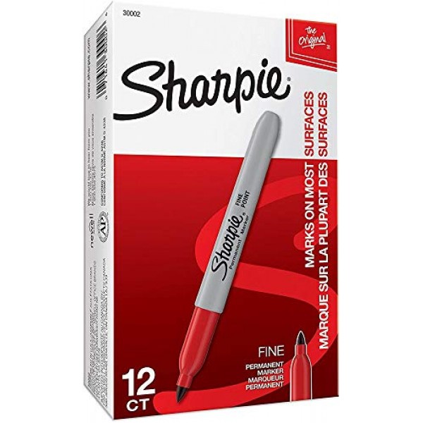 Sharpie 30002 Fine Point Permanent Marker, Marks On Paper and Plas...