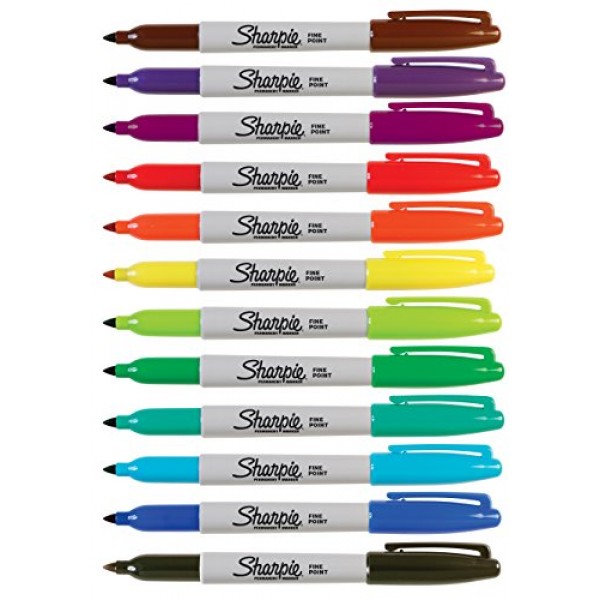Sharpie 30075PP Permanent Markers, Fine Point, Assorted Colors, 12...