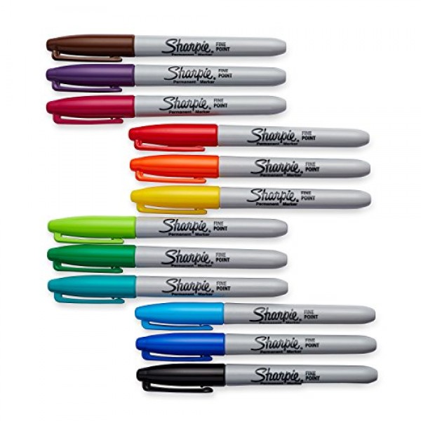 Sharpie 30075PP Permanent Markers, Fine Point, Assorted Colors, 12...