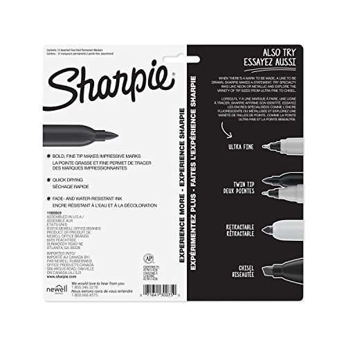 Sharpie 30075PP Permanent Markers, Fine Point, Assorted Colors, 12...