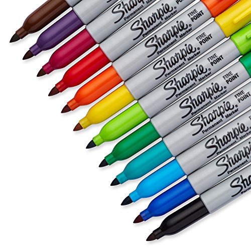 Sharpie 30075PP Permanent Markers, Fine Point, Assorted Colors, 12...