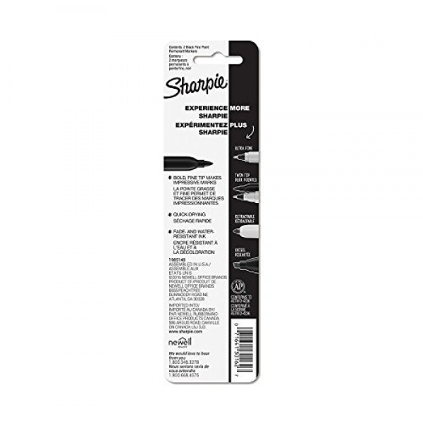 Sharpie 30162PP Fine Point Permanent Markers, Black, Permanent Ink...