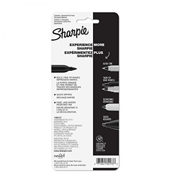 Sharpie 30173PP Permanent Markers, Fine Point, Assorted Colors, 1 ...