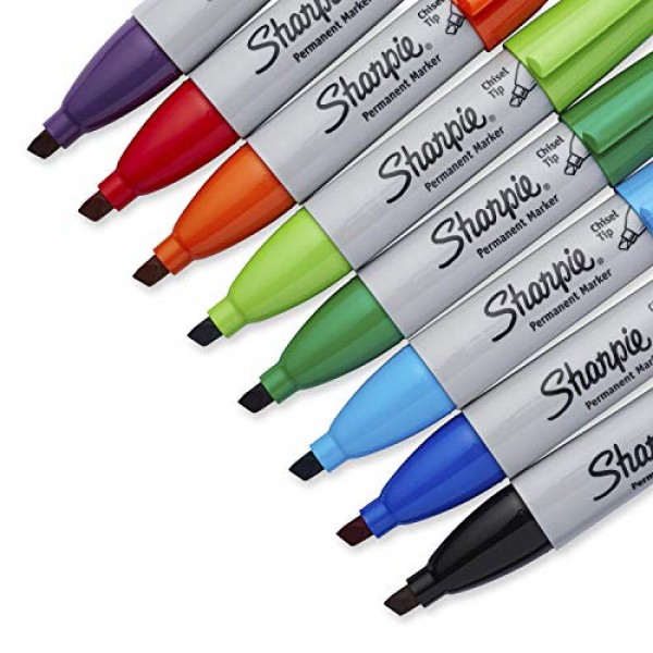 Sharpie 38250PP Permanent Markers, Chisel Tip, Assorted Colors, 8-...