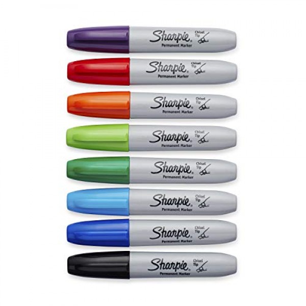 Sharpie 38250PP Permanent Markers, Chisel Tip, Assorted Colors, 8-...
