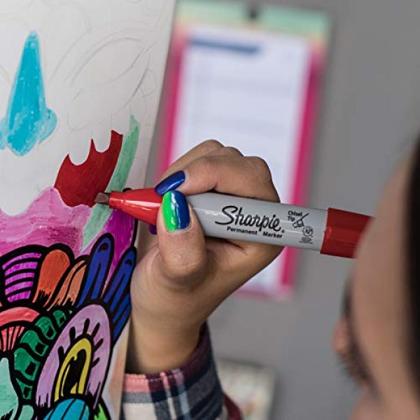 Sharpie 38250PP Permanent Markers, Chisel Tip, Assorted Colors, 8-...