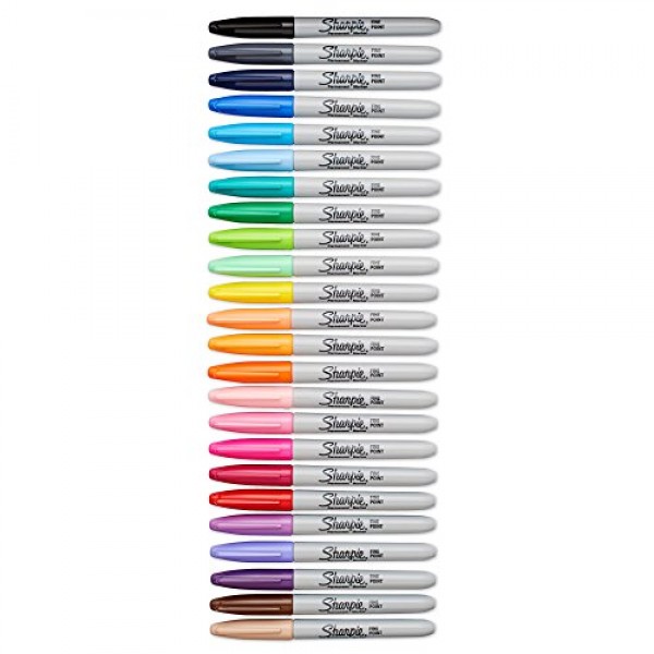 Sharpie 75846 Permanent Markers, Fine Point, Assorted Colors, 24-C...
