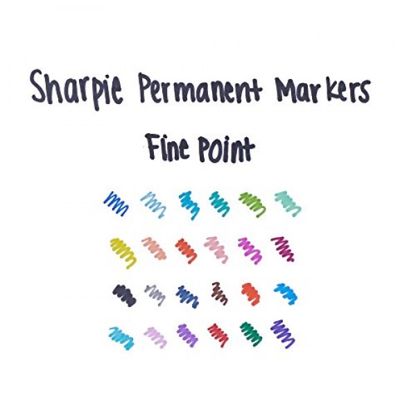 Sharpie 75846 Permanent Markers, Fine Point, Assorted Colors, 24-C...