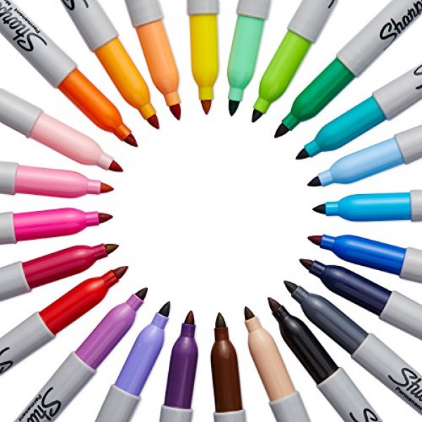 Sharpie 75846 Permanent Markers, Fine Point, Assorted Colors, 24-C...