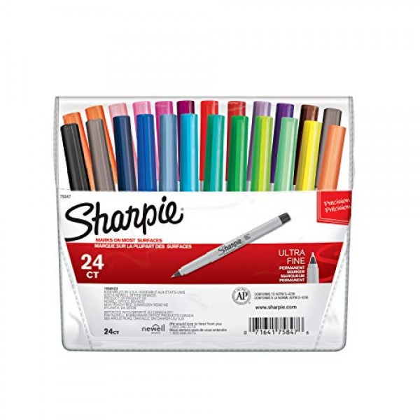 Sharpie 75847 Permanent Markers, Ultra Fine Point, Assorted Colors...