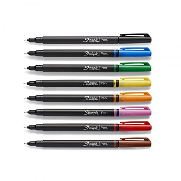Sharpie Art Pens, Fine Point, Assorted Colors, Hard Case, 8 Pack ...