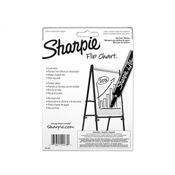 Sharpie Flip Chart Markers, Bullet Tip, Assorted Colors, 8 Count